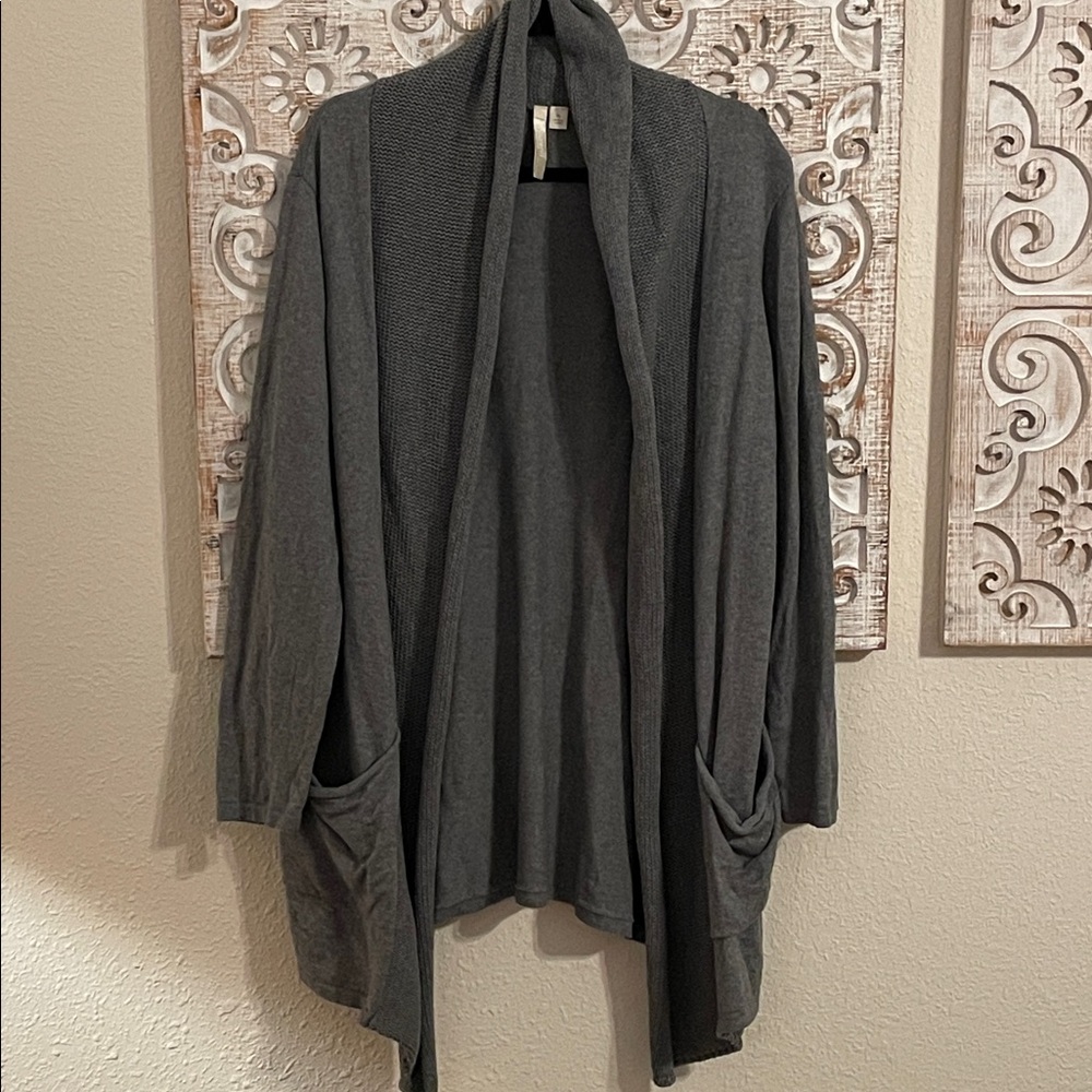 Purejill XL gray Cotton/Cashmere Women's Open Cardigan
